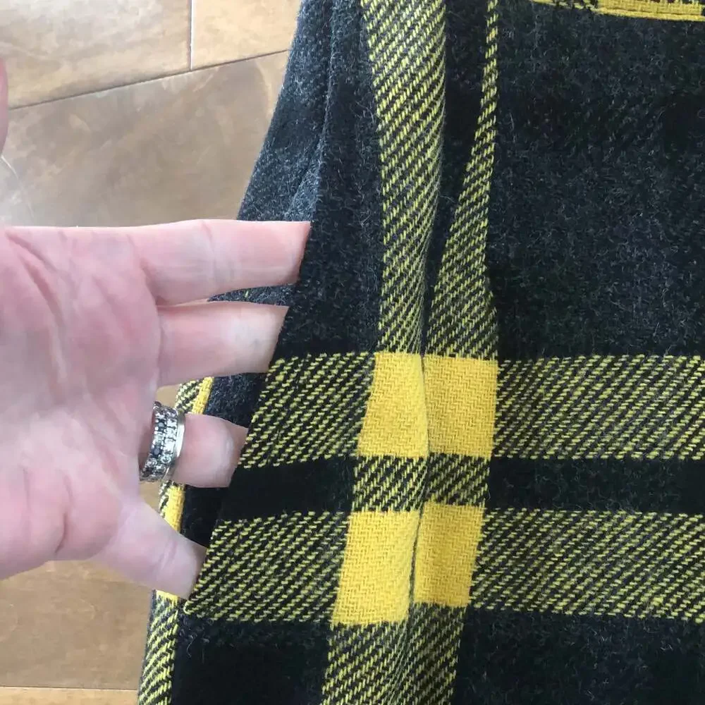 1970s Personal Plaid Wool Pleated Midi Skirt Size 12 w/ Pockets  medium